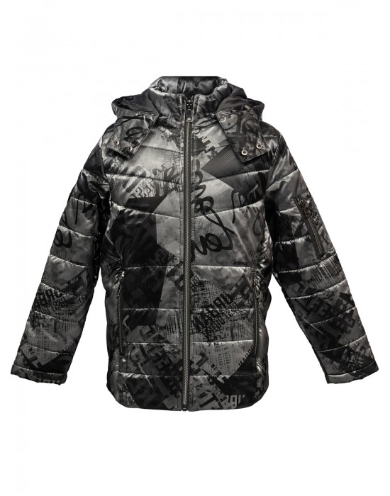 Printed Boys Jacket Printed Metallic Black Jacket 